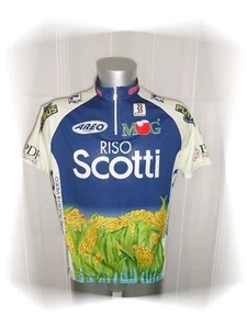 C - Maillot Cycliste Bleu Blanc Jaune Vert Riso Scotti Biemme Taille 6 - M / L - Imagen 1 de 2