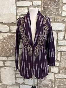 Soft Surroundings Sz XS Topkapi Ikat Blazer Jacket Purple Beaded Embellished NWT - Picture 1 of 6
