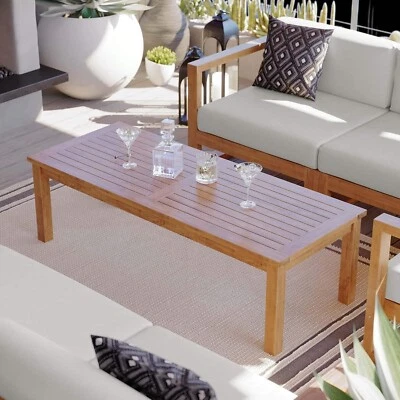 Modway EEI-4122-NAT Upland Patio Madera de Teca, Mesa de Centro 59", Natural Foto 1 de 4