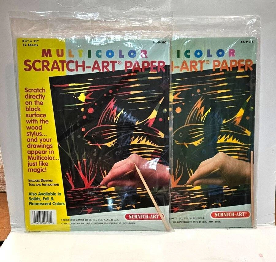 Lote de 2 hojas de papel rascador multicolor 8,5" x 11"12 1996 Foto 1 de 1