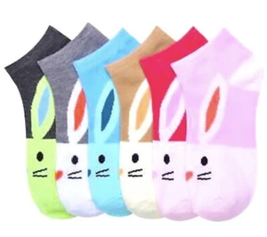 Mamia Toddler Bunny Rabbit Socks 3 Pair size 2-3 Red Tan White - Picture 1 of 6
