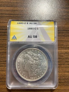 1880-O Morgan Silver Dollar $1 ANACS ALMOST UNCIRCULATED 58 AU 58 - Picture 1 of 2