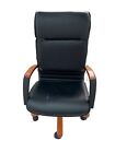 Office Chair Swivel Wheels Adjustable Height & Recline Angle Black Faux Leather