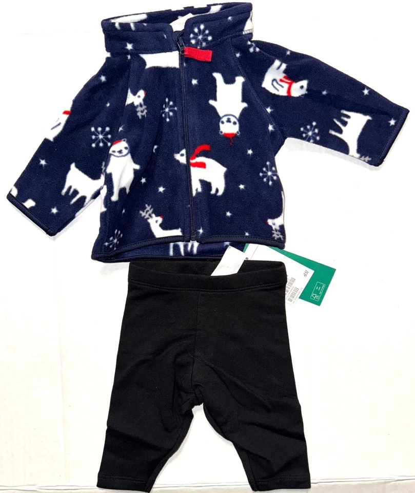 H&M Juego 2 Piezas Navegación/Negro/Blanco OSO POLAR Motivo Talla PEQUEÑO RECIÉN NACIDO Foto 1 de 1