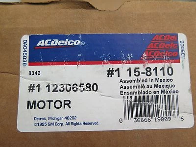 Новый двигатель вентилятора переменного тока Delco GM OEM 15-8110 HVAC 12306580 (2-D1)  - Изображение 1 из 3