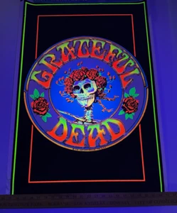 RARE Vintage 1971 Grateful Dead Skull & Roses Vintage Black Light Poster 23 x 35 - Bild 1 von 9