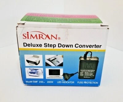 Simran SMF-200 Watt Deluxe Step Down Voltage Converter Int'l Travel AC 220V/240V - Image 1 of 4