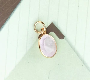Natural Rose Quartz Charm Necklace, 18k Yellow Gold Pendant , Handmade Jewelry - Picture 1 of 3