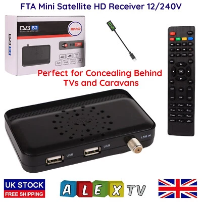 Free to Air Mini DVB-S2 Digital Satellite Receiver Full HD 1080p FTA 12-240v - Image 1 of 4