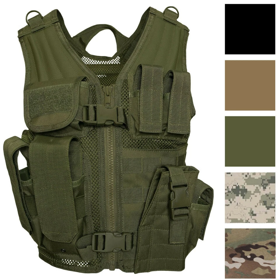 Kids Cross Draw Tactical Vest Camouflage Military MOLLE w/ Holster Pouches - Image 1 of 2
