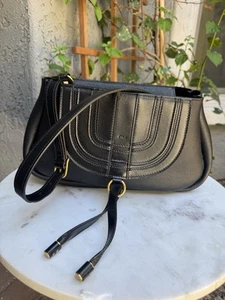 Chloe Shiny Grained Calfskin Marcie Clutch Shoulder Bag - Picture 1 of 20