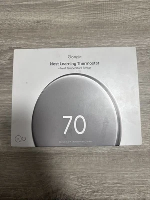Google Nest Learning Thermostat 4th Gen+ Sensor - Polished Silver - NEW SEALED! - Image 1 of 4