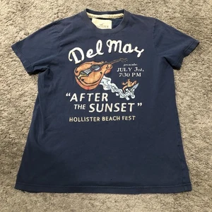 Hollister Del Mar Surfer T-Shirt Herren Gr. L Blau Y2K Bestickt Retro Strand - Bild 1 von 11