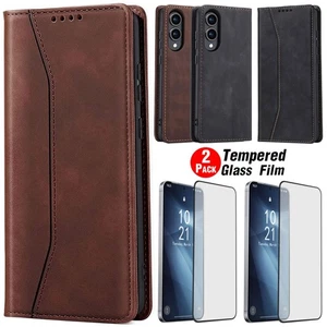 For Samsung Galaxy S25 Edge Flip Wallet Leather Stand Case Cover Tempered Glass - Picture 1 of 37