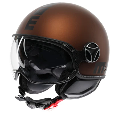 Momodesign Casco Momo Jet E2206 Evo Mono Matt Espresso Nero Doppia Visiera