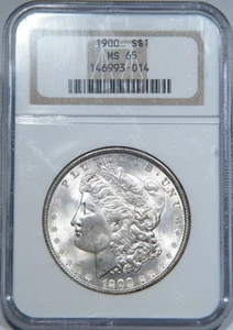 1900 Morgan Silver Dollar NGC classificato MS 65 - Foto 1 di 4