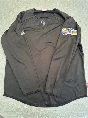 Colorado Rockies Sweatshirt Mens Therma Base World Series 2007 Warm Up Majestic - Image 1 of 4