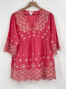 Hermoso Top Sundance Seda Floral Bordado Mujer Grande Rosa Cuello en V Boho - Imagen 1 de 11