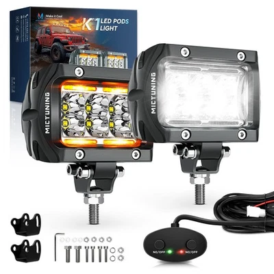 Lámpara antiniebla de conducción todoterreno con arnés de cables con haz de inundación con vainas LED de 4 pulgadas 2 un. Foto 1 de 4