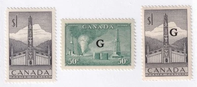 MATT'S STAMPS CANADA SCOTT #321, #O24, #O32 ISSUES OF 1950-1953, MH/MNH CV$27.75 - Image 1 of 3