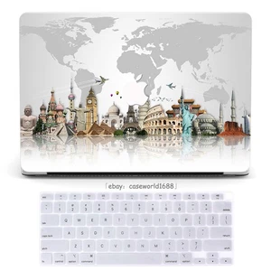 Estuche rígido mapa del mundo + cubierta de teclado para Macbook M4 Air 13 15 11 Pro 14 16 12 pulgadas - Imagen 1 de 17