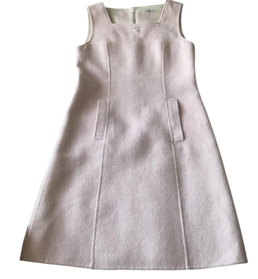 Vestido de Lana Rosa Vintage Courrèges “Bye Bye Baby” - Finales de los años 60 - Mod Minimalismo Foto 1 de 4