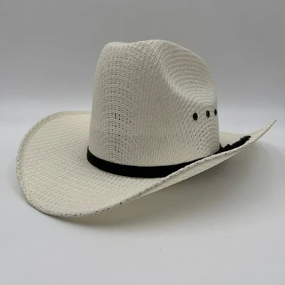 Western Express Inc. 儿童西部牛仔草帽象牙白尺寸 6 3/8 — 第 1/4 张图片