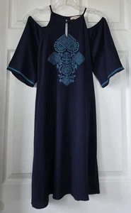 SPEECHLESS Big Girls Navy Blue Cold Shoulder 3/4 Sleeve Dress Boho Size 16 - Picture 1 of 10
