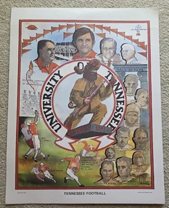 Póster de fútbol americano 1980 Tennessee Volunteers Vols NCAA Johnny Majors - Imagen 1 de 3