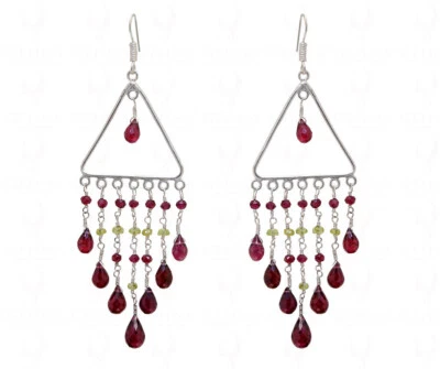 Peridot & Red #Garnet Beads #Earrings - Image 1 of 2