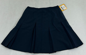 Dennis Navy Blue Tropical Side Zip Pleated Front Uniform Skirt Girls 11 Junior