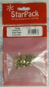 StarPack Drawing Pin Brass Plated 9.5mm (3/8) 72144 pack of 36 - Picture 1 of 1