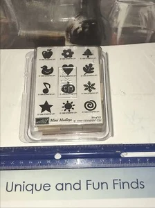 STAMPIN' UP! Mini Medleys 12 wood mount rubber stamps 1999 RETIRED - Picture 1 of 4