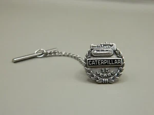 VINTAGE Caterpillar 10 Year Service Pin Sterling Silver Tractor - Picture 1 of 2
