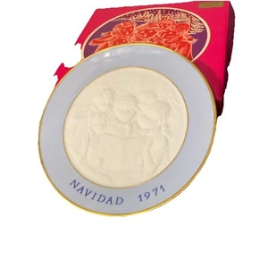 Lladro Navidad 1971 1° Edizione Piatto Natalizio Vintage in Scatola 7,75". Caroler rialzato - Foto 1 di 6
