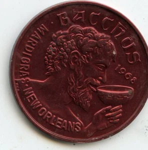 Mardi Gras Doubloon Krewe of Bacchus 1976 Aluminum Purple - Picture 1 of 2