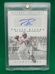 2015 Philip Rivers NC State Chargers National Treasures Signatures Auto #79 4 /5 - Afbeelding 1 van 3