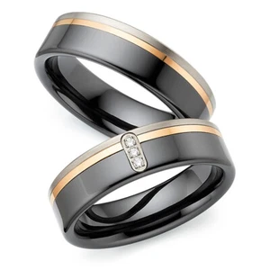 Paar Ringe Eherige Trauringe Partnerringe Verlobungsring Titan Keramic + Gravur - Bild 1 von 6