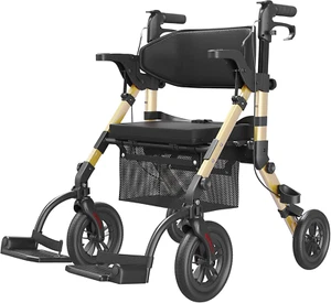 Walkers-For-Seniors, Rollator-Walker-With-Seat, Transport-Wheelchair-Lightweight - Picture 1 of 9