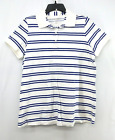 Woman Within Shirt Womens Medium White Blue Striped Collared Pullover Top