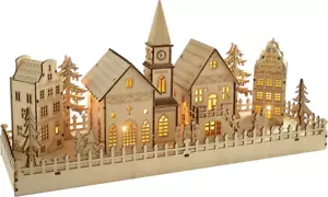 WeRChrristmas Pre-Lit Holzhaus Dorfszene, 45 cm - Mehrfarbig - Bild 1 von 5