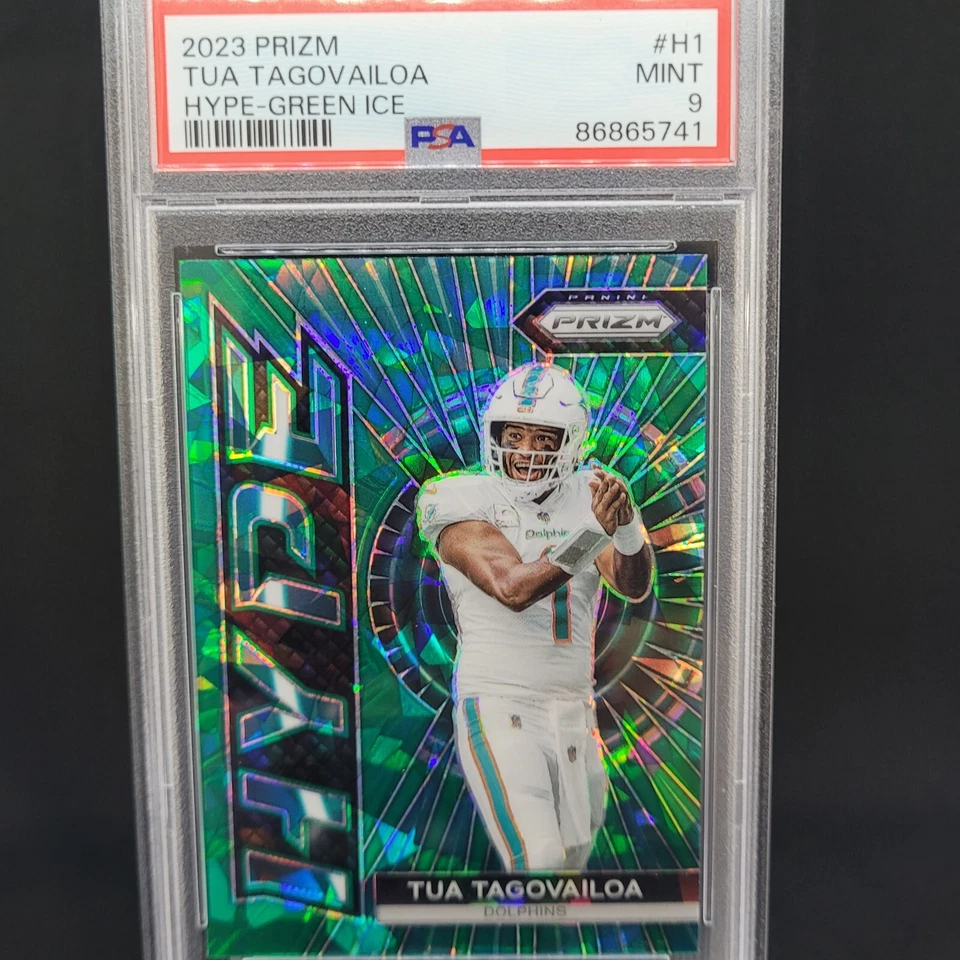 2023 Panini Prizm - Hype Green Ice #H-1 Tua Tagovailoa - PSA 9 - Image 1 of 1