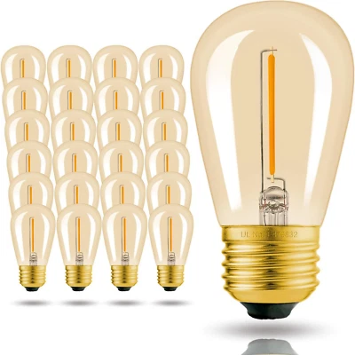 25 Pack S14 String Light Bulbs , Amber 2200K 11W S14 LED Bulbs for Outdoor Strin - Image 1 of 4