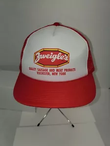 Vtg zweigle's Hotdog Mesh Trucker Hat Red Cap Adjustable Snapback One Sz - Picture 1 of 7