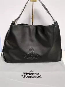 Vivienne Westwood Handbag Tote Bag Black Orb Embossed Leather Large Capacity ⑦. - Picture 1 of 7