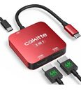 Cakitte 3 in 1 Dual HDMI Adapter 4K @60hz (Red) - Brand New
