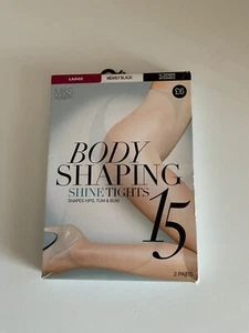 2 PAIR PACK OF M &S BODY SHAPING SHINE TIGHTS LARGE SIZE NEARLY BLACK 15DENIER - Picture 1 of 2