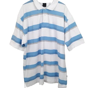 Kani Gold Polo Shirt Men's Size 3XL Short Sleeve Blue White Silver Striped Y2K - Picture 1 of 8