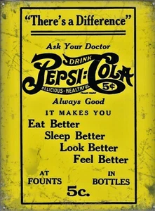 PLAQUE METAL vintage PEPSI COLA there's a différence - 40 X 30 cm - Imagen 1 de 1