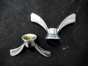 Vintage Huret Luxe Wing Nuts Chromed Brass 3/8" for rear hub 1 pair NOS - Picture 1 of 4
